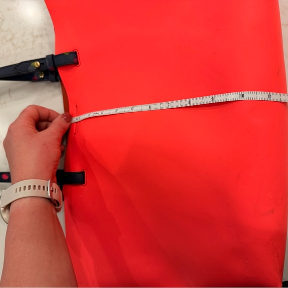 Fossil Neon Coral Tote Bag Large Shopper Beach Travel Bag Polka Dot Straps - Picture 6 of 6